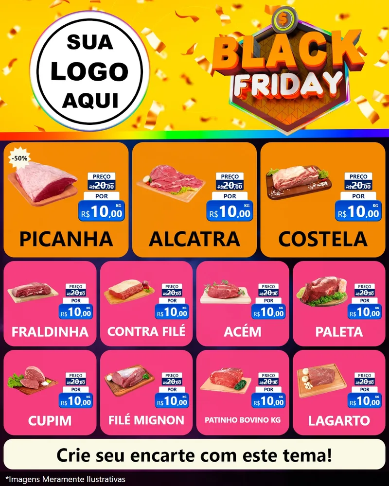 Modelo de Rede Social para Feed Instagram com o tema Black Friday para Açougue