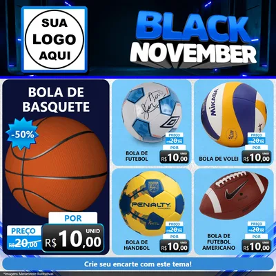 Modelo de Rede Social para Feed Facebook com o tema Black November para Artigos Esportivos