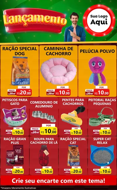 Modelo de Encarte para Encarte Grande com o tema Lançamento para Pet Shop