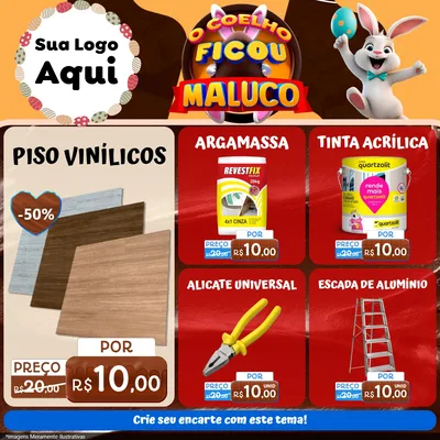 Modelo de Rede Social para Feed Facebook com o tema O Coelho Ficou Maluco - Páscoa para Material para Construção