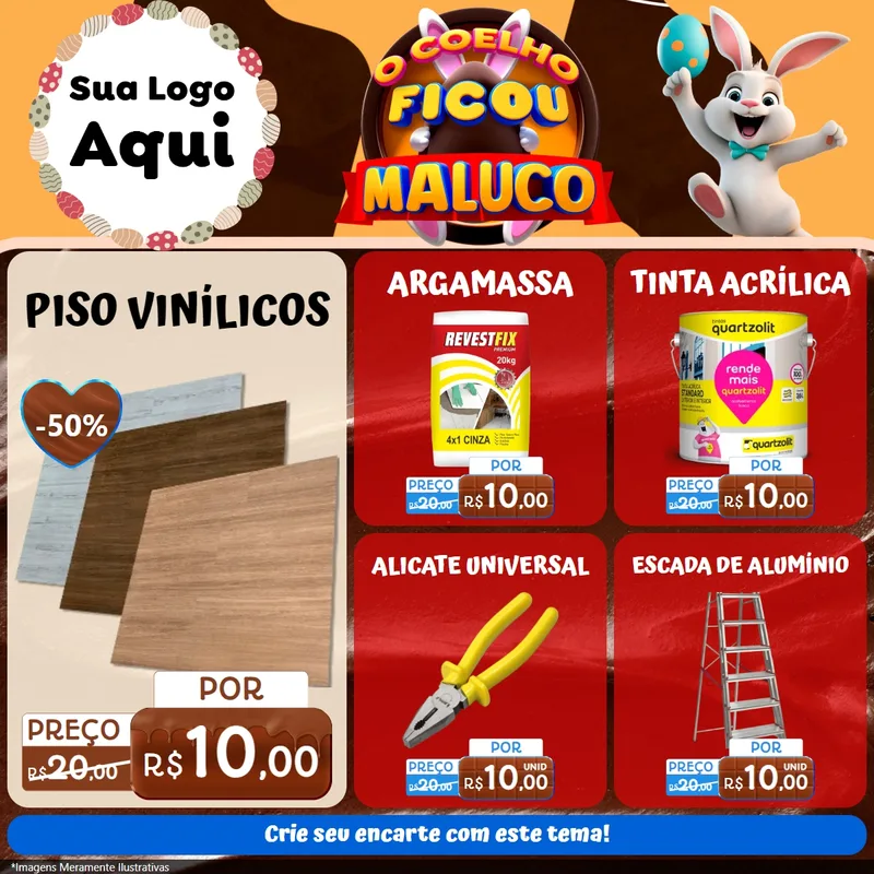 Modelo de Rede Social para Feed Facebook com o tema O Coelho Ficou Maluco - Páscoa para Material para Construção