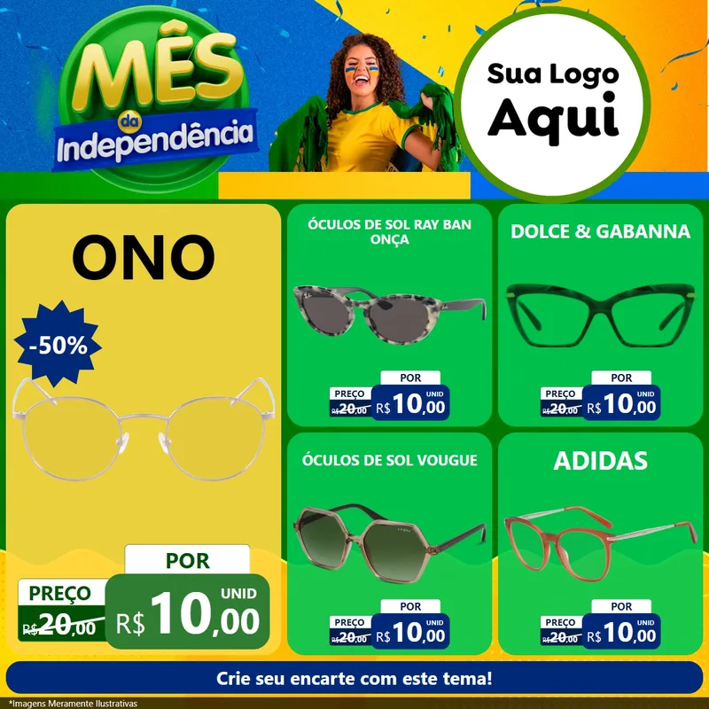 Modelo de Rede Social para Feed Facebook com o tema Mês da Independência para Óticas