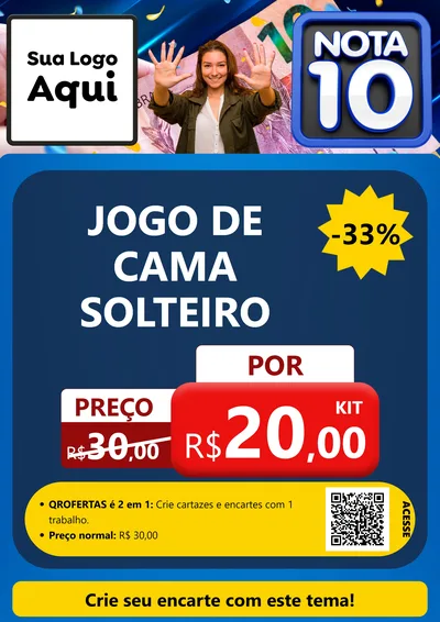 Modelo de Cartaz para Cartaz A4 Vertical com o tema Nota 10 para Cama, Mesa e Banho