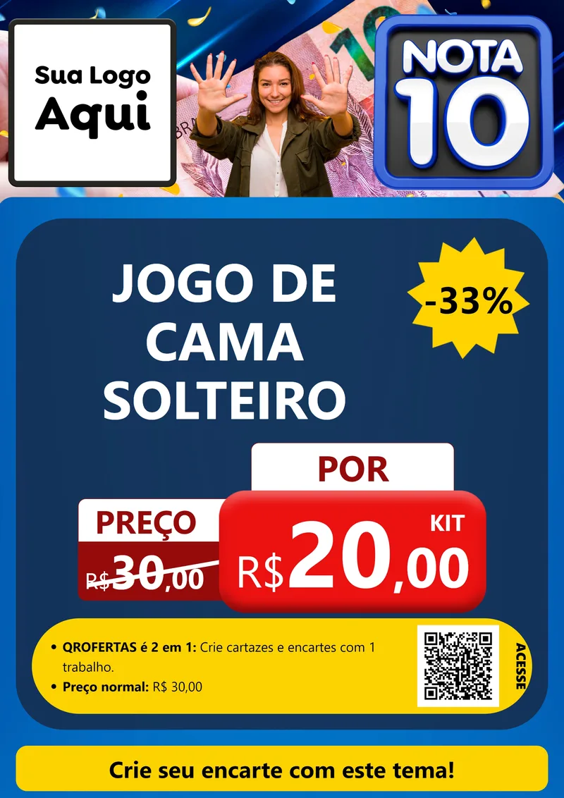 Modelo de Cartaz para Cartaz A4 Vertical com o tema Nota 10 para Cama, Mesa e Banho
