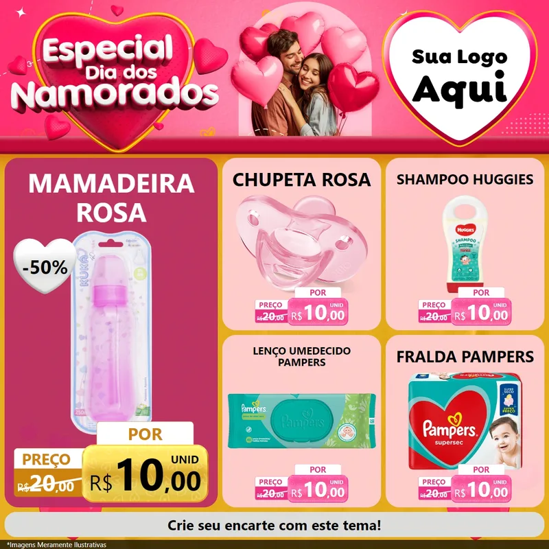 Modelo de Rede Social para Feed Facebook com o tema Especial Dia dos Namorados para Bebês