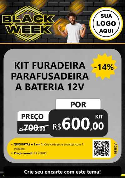 Modelo de Cartaz para Cartaz A4 Vertical com o tema Black Week para Maquinas e Ferramentas
