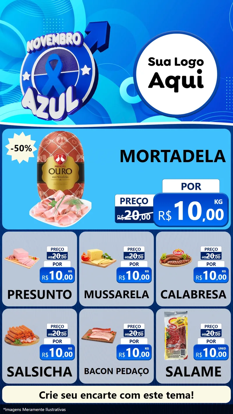 Modelo de Rede Social para Stories com o tema Novembro Azul para Frios e Laticínios