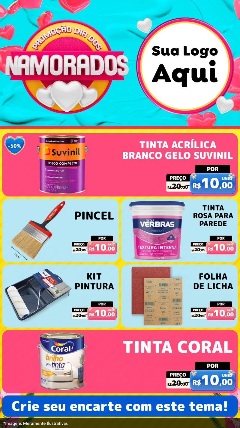 Modelo de TV para TV Vertical com o tema Promoção Dia dos Namorados para Tintas e Ferramentas