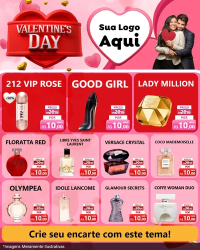 Modelo de Rede Social para Feed Instagram com o tema Valentine's Day para Perfumes