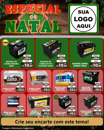 Modelo de Rede Social para Feed Instagram com o tema Especial de Natal para Baterias Elétricas