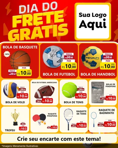 Modelo de Rede Social para Feed Instagram com o tema Dia do Frete Grátis para Artigos Esportivos