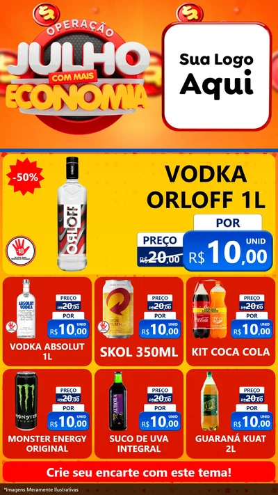 Modelo de Rede Social para Stories com o tema Operação Julho Com Mais Economia para Distribuidora de bebidas