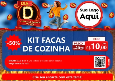 Modelo de Cartaz para Cartaz A4 Horizontal com o tema Dia D - O Dia Mais Barato Do Mês para Utilidades Domésticas