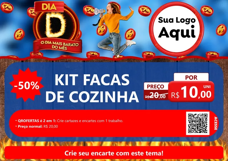 Modelo de Cartaz para Cartaz A4 Horizontal com o tema Dia D - O Dia Mais Barato Do Mês para Utilidades Domésticas
