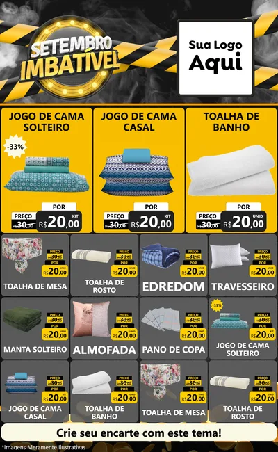 Modelo de Encarte para Encarte Grande com o tema Setembro Imbatível para Cama, Mesa e Banho