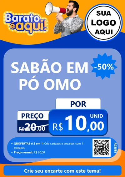 Modelo de Cartaz para Cartaz A4 Vertical com o tema Barato é aqui para Produtos de Limpeza