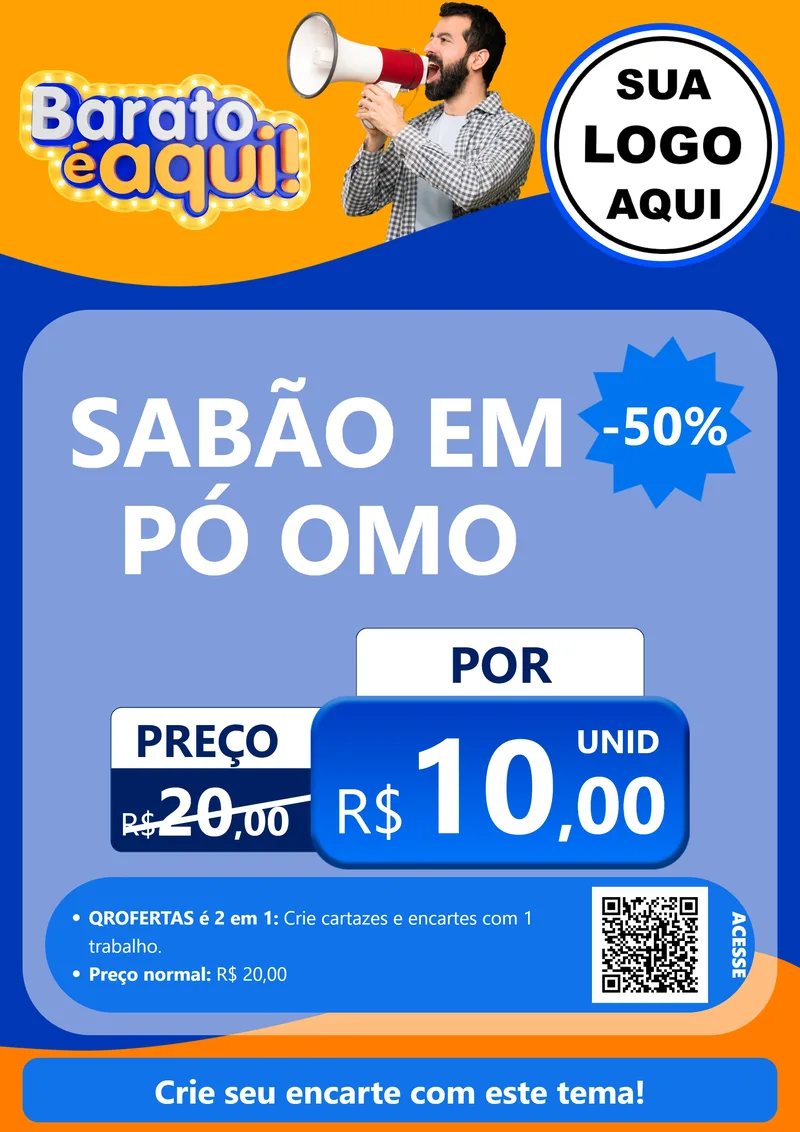 Modelo de Cartaz para Cartaz A4 Vertical com o tema Barato é aqui para Produtos de Limpeza