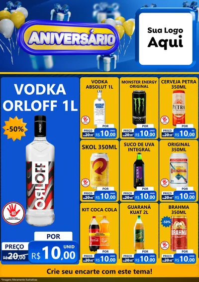 Modelo de Encarte para Encarte A4 Vertical com o tema Aniversário para Distribuidora de bebidas