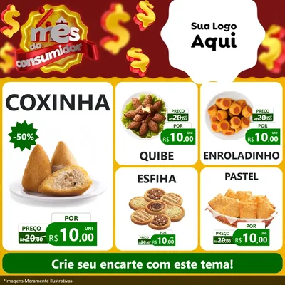 Modelo de Rede Social para Feed Facebook com o tema Mês do consumidor para Salgadaria
