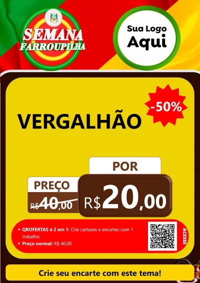 Modelo de Cartaz para Cartaz A4 Vertical com o tema Semana Farroupilha para Ferragens