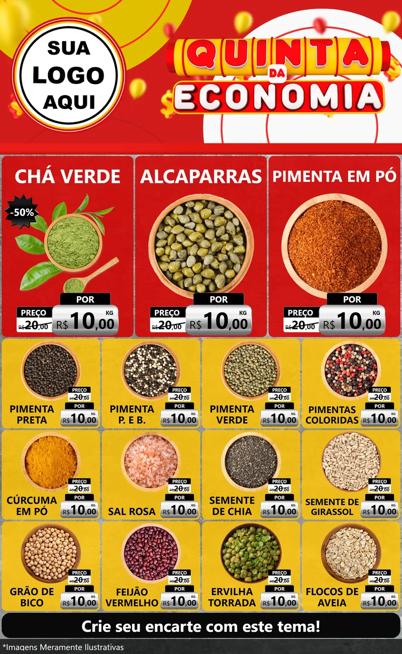 Modelo de Encarte para Encarte Grande com o tema Quinta da Economia para Produtos Naturais
