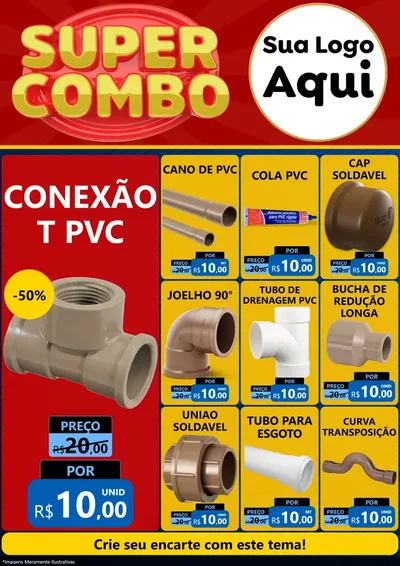 Modelo de Encarte para Encarte A4 Vertical com o tema Super Combo para Tubos e conexões