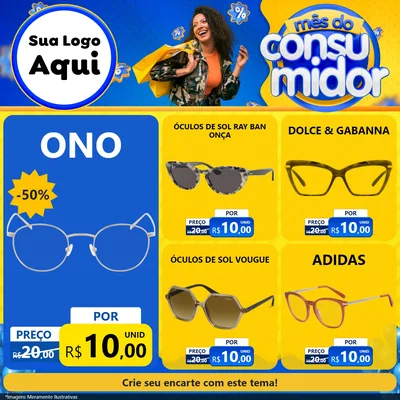 Modelo de Rede Social para Feed Facebook com o tema Mês do Consumidor para Óticas