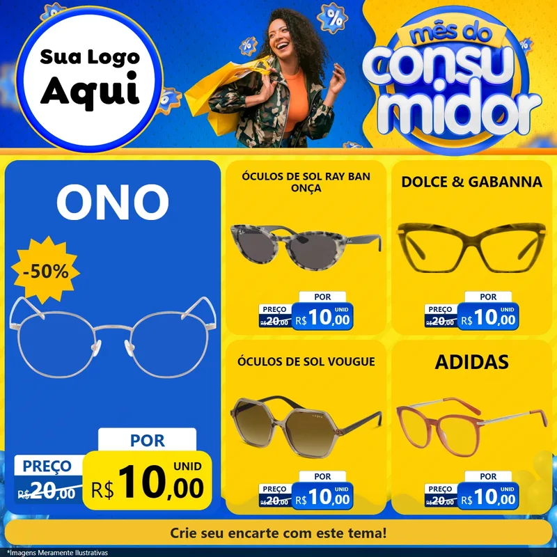 Modelo de Rede Social para Feed Facebook com o tema Mês do Consumidor para Óticas