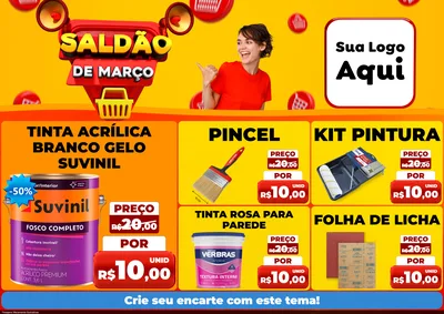 Modelo de Encarte para Encarte A4 Horizontal com o tema Saldão de Março para Tintas e Ferramentas