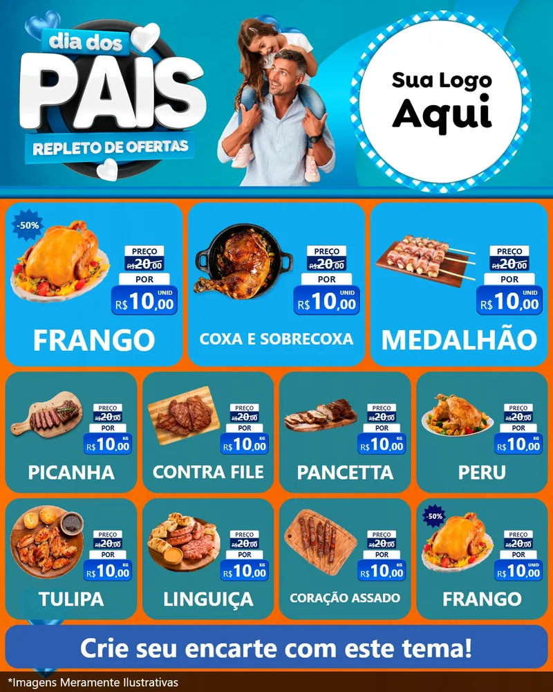 Modelo de Rede Social para Feed Instagram com o tema Dia Dos Pais Repleto de Ofertas para Assados