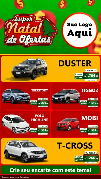 Modelo de TV para TV Vertical com o tema Super Natal de Ofertas para Concessionaria de Carros