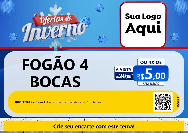 Modelo de Cartaz para Cartaz A4 Horizontal com o tema Ofertas de Inverno para Móveis e Eletro