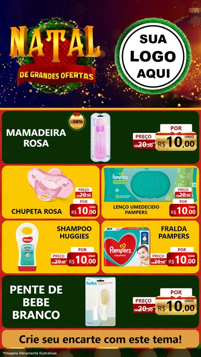 Modelo de TV para TV Vertical com o tema Natal de Grandes Ofertas para Bebês