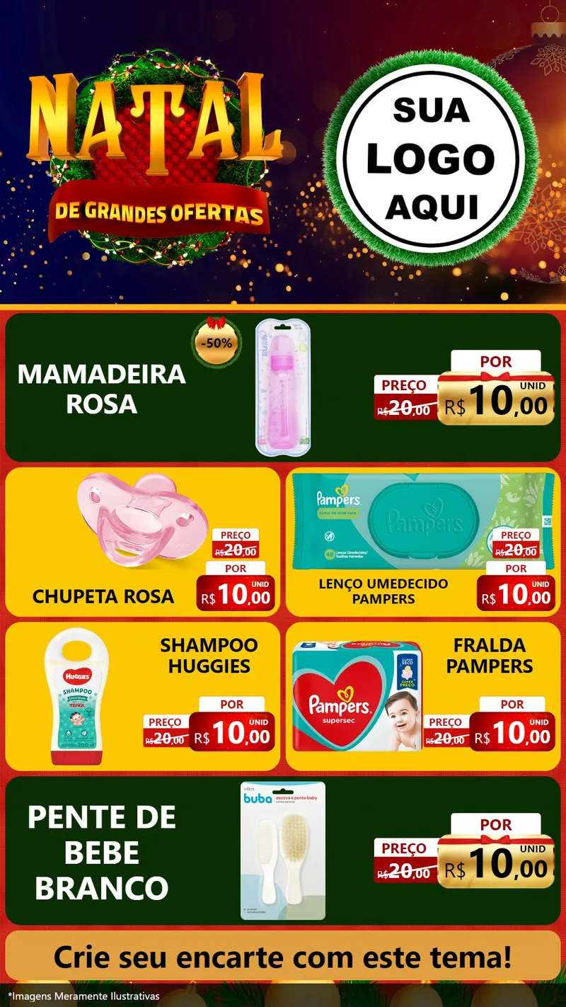 Modelo de TV para TV Vertical com o tema Natal de Grandes Ofertas para Bebês