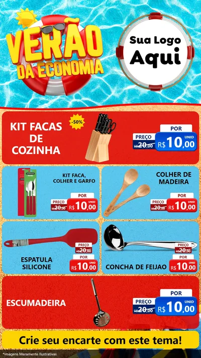 Modelo de TV para TV Vertical com o tema Verão da Economia para Utilidades Domésticas