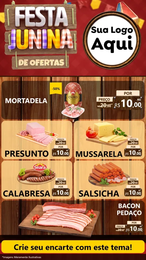 Modelo de TV para TV Vertical com o tema Festa Junina de Ofertas para Frios e Laticínios
