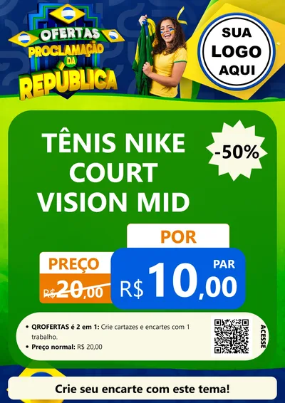 Modelo de Cartaz para Cartaz A4 Vertical com o tema Ofertas Proclamação da República para Calçados