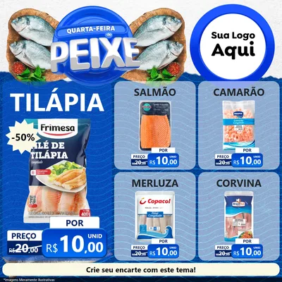Modelo de Rede Social para Feed Facebook com o tema Quarta-Feira do Peixe para Peixaria