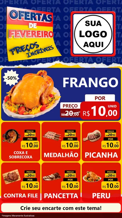 Modelo de Rede Social para Stories com o tema Ofertas de Fevereiro - Preços Incríveis para Assados