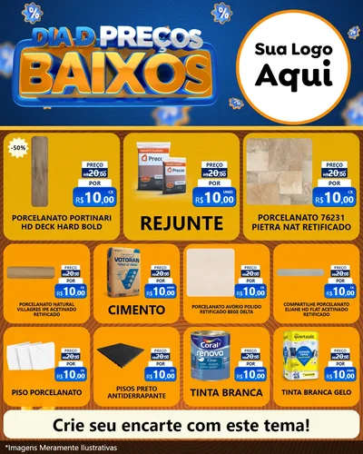 Modelo de Rede Social para Feed Instagram com o tema Dia D Preço Baixo para Pisos e revestimentos