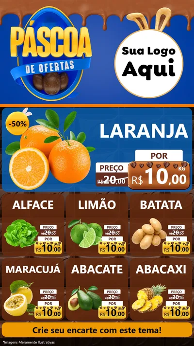 Modelo de Rede Social para Stories com o tema Páscoa de Ofertas para Hortifrúti