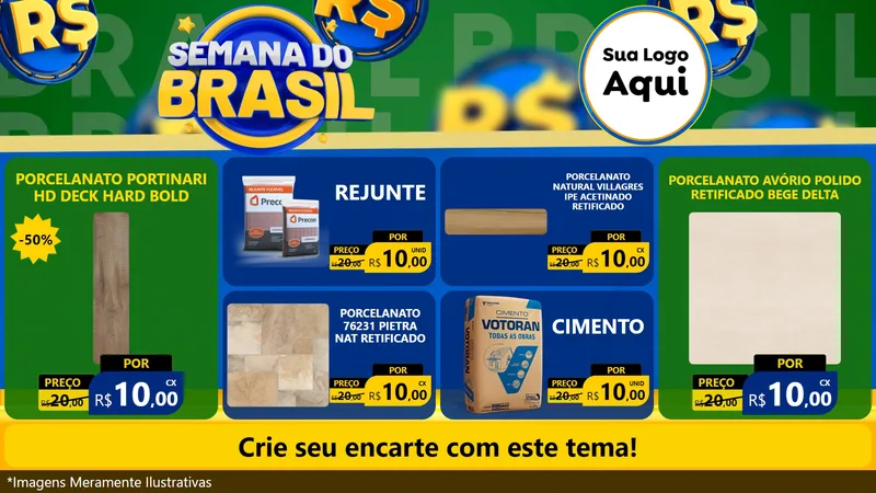 Modelo de TV para TV Horizontal com o tema Semana Do Brasil para Pisos e revestimentos
