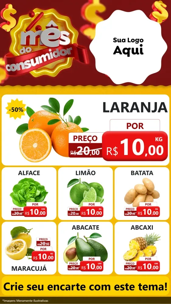 Modelo de Rede Social para Stories com o tema Mês do consumidor para Hortifrúti