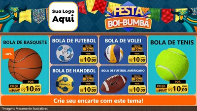 Modelo de TV para TV Horizontal com o tema Festa Boi Bumbá para Artigos Esportivos