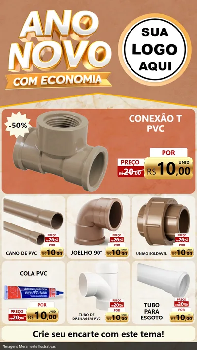 Modelo de Rede Social para Stories com o tema Ano Novo Com Economia para Tubos e conexões