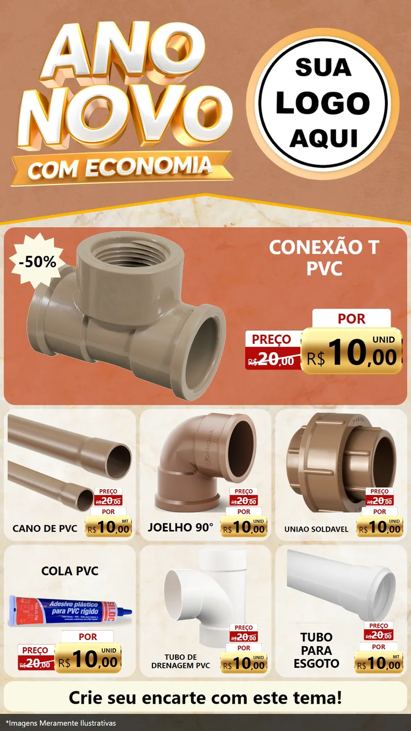 Modelo de Rede Social para Stories com o tema Ano Novo Com Economia para Tubos e conexões