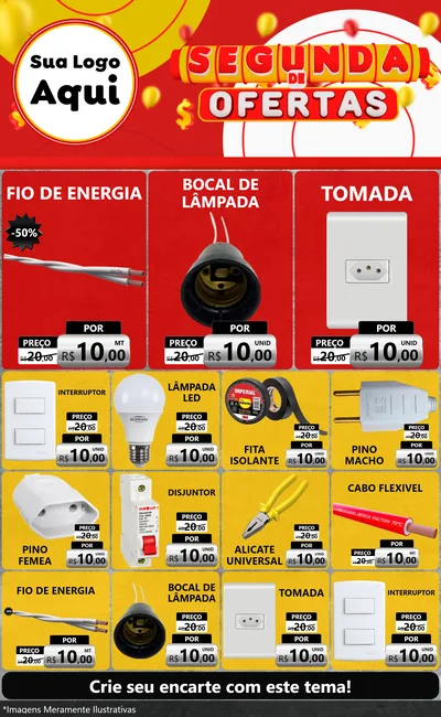 Modelo de Encarte para Encarte Grande com o tema Segunda de Ofertas para Materiais Elétricos