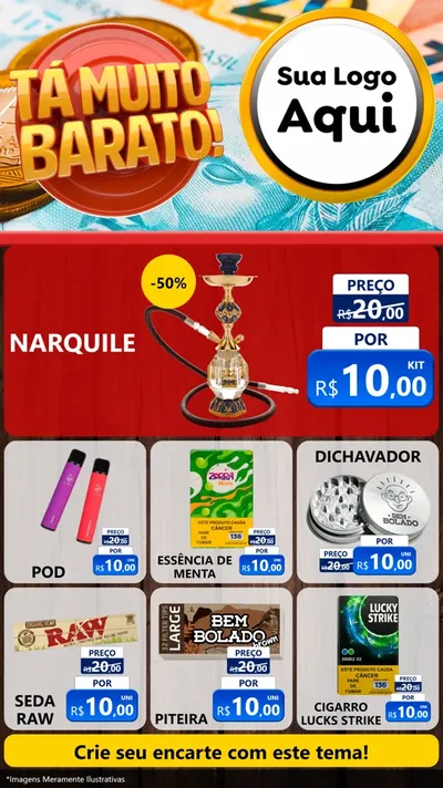 Modelo de Rede Social para Stories com o tema Está Muito Barato para Tabacaria