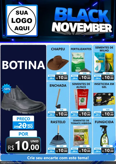 Modelo de Encarte para Encarte A4 Vertical com o tema Black November para Agropecuária