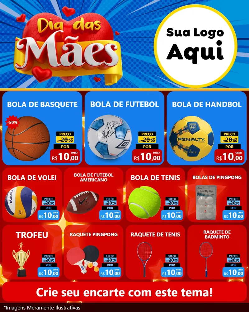 Modelo de Rede Social para Feed Instagram com o tema Dia das Mães para Artigos Esportivos